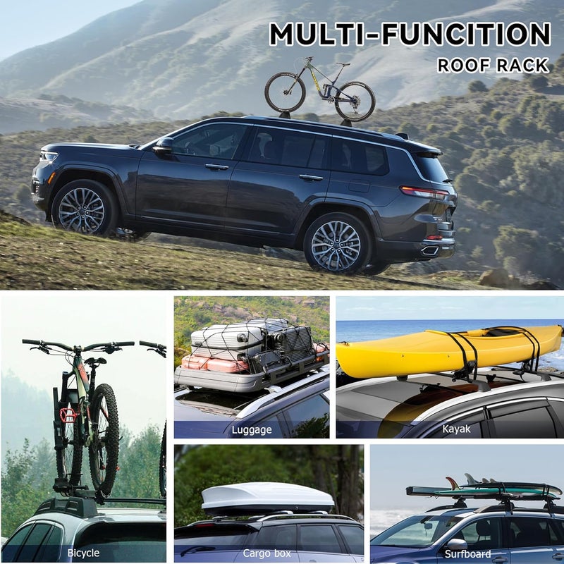FLYCLE Roof Rack Cross Bars Compatible with 2011-2021 Grand Cherokee with Grooved Side Rails, Luggage Carrier CrossBars for Rooftop Cargo Luggage Kayak Bicycles Canoe with Grooved Side Rails - Image 4